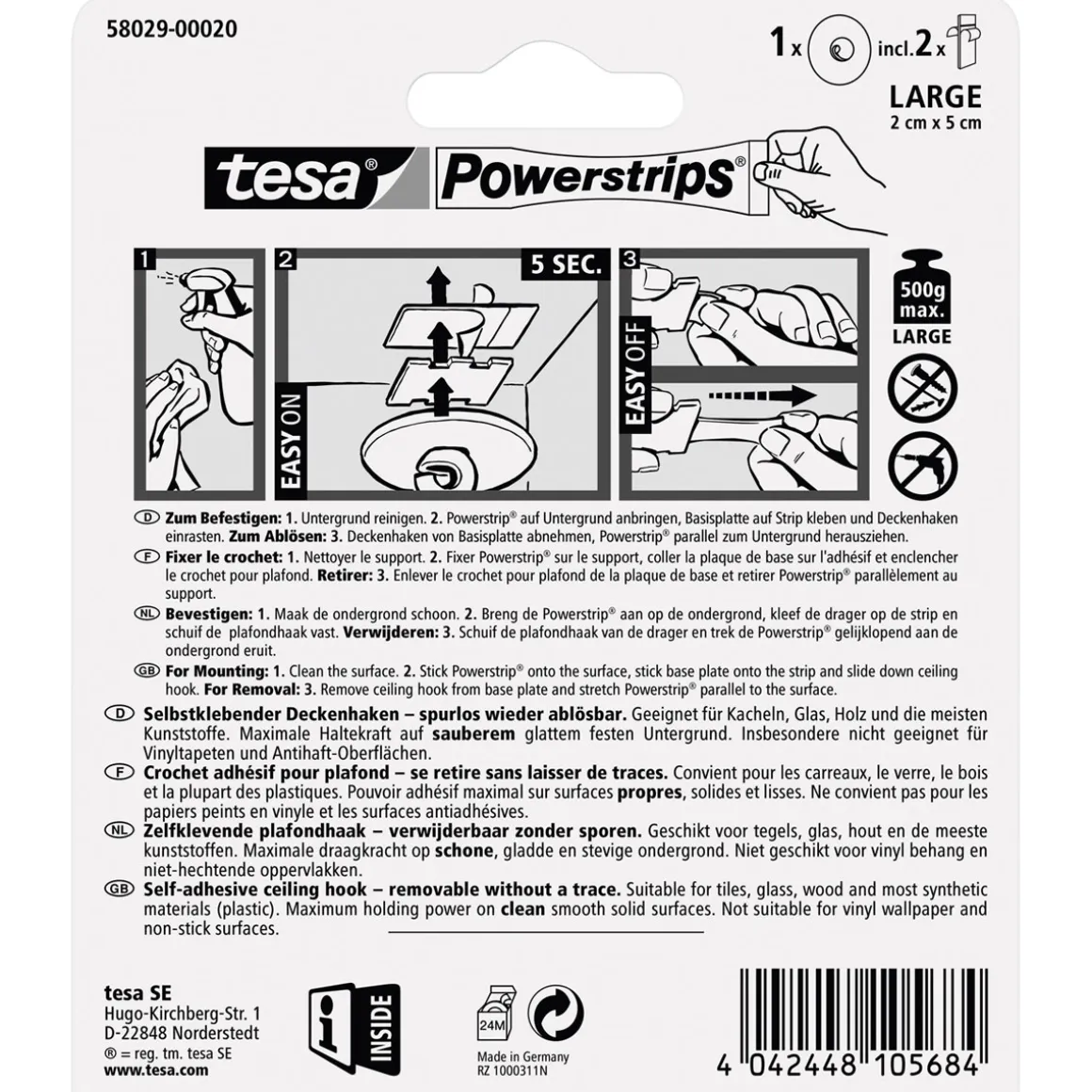 Tesa Power-Strips Zimmerdecken-Haken