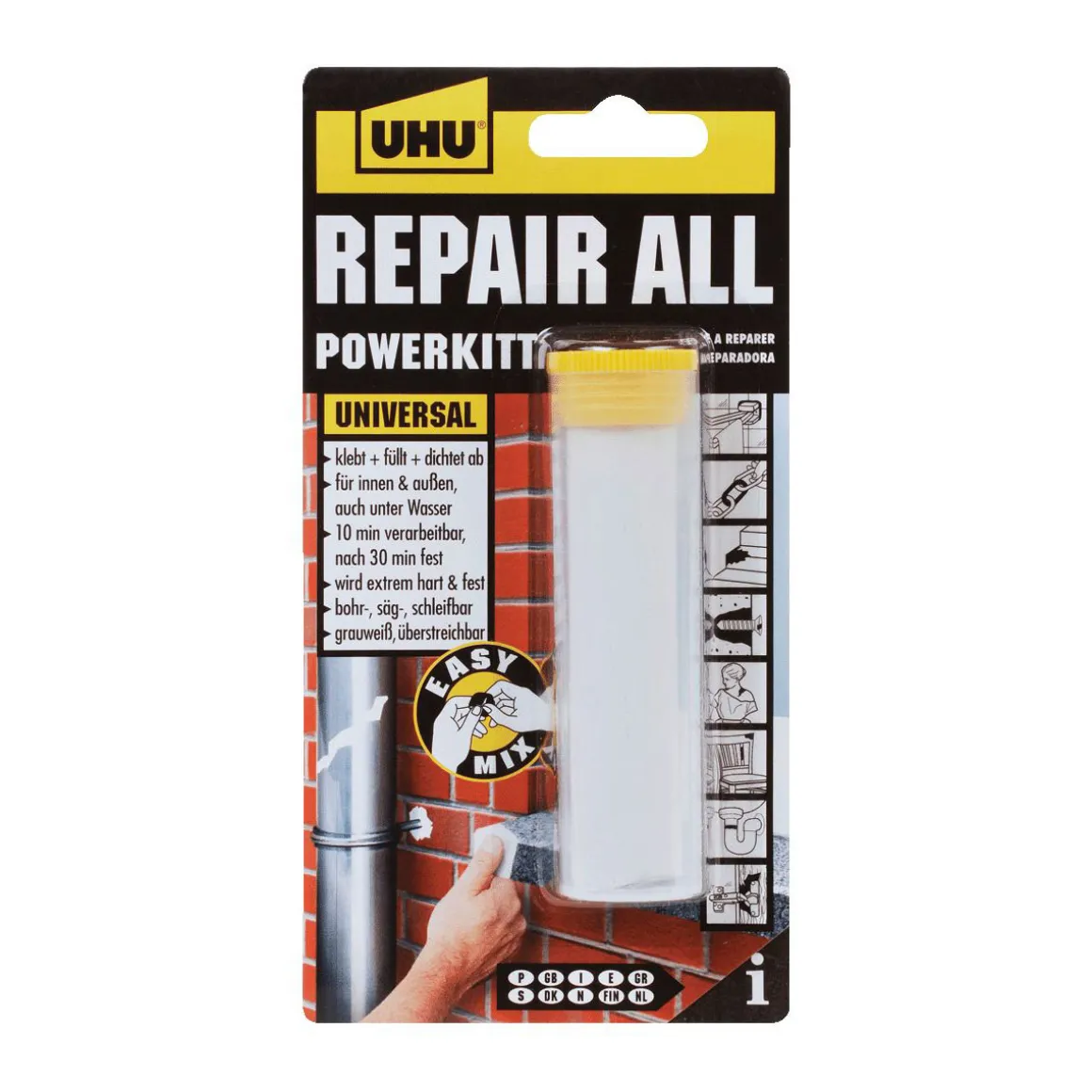 UHU Zwei-Komponenten-Klebstoff repair all powerkitt 60 g