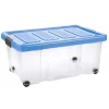 Unibox Puzzle 43 L mit Klickdeckel und Rädern transparent/hellblau