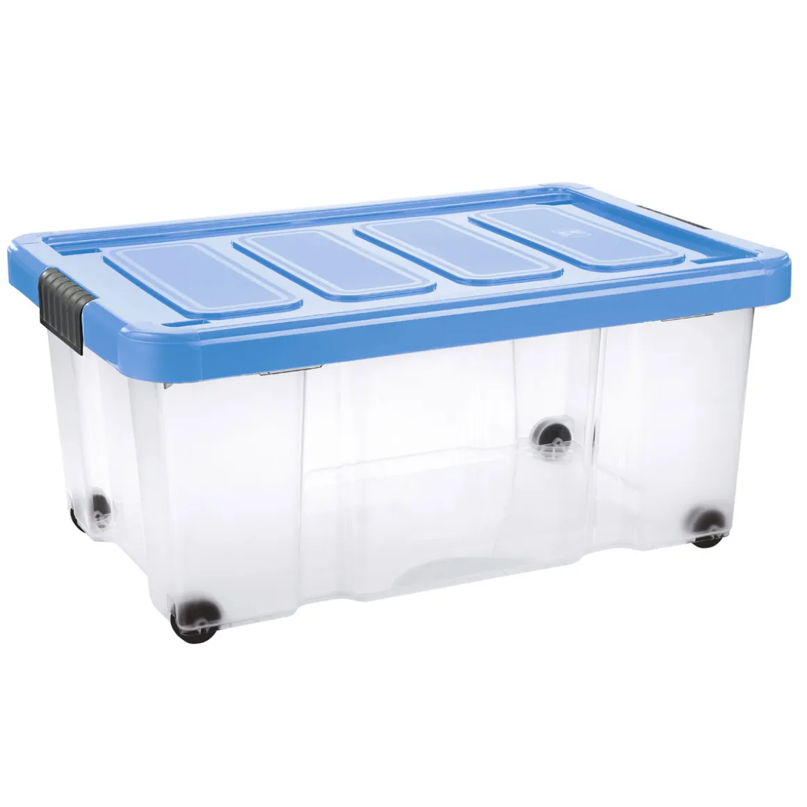 Unibox Puzzle 43 L mit Klickdeckel und Rädern transparent/hellblau