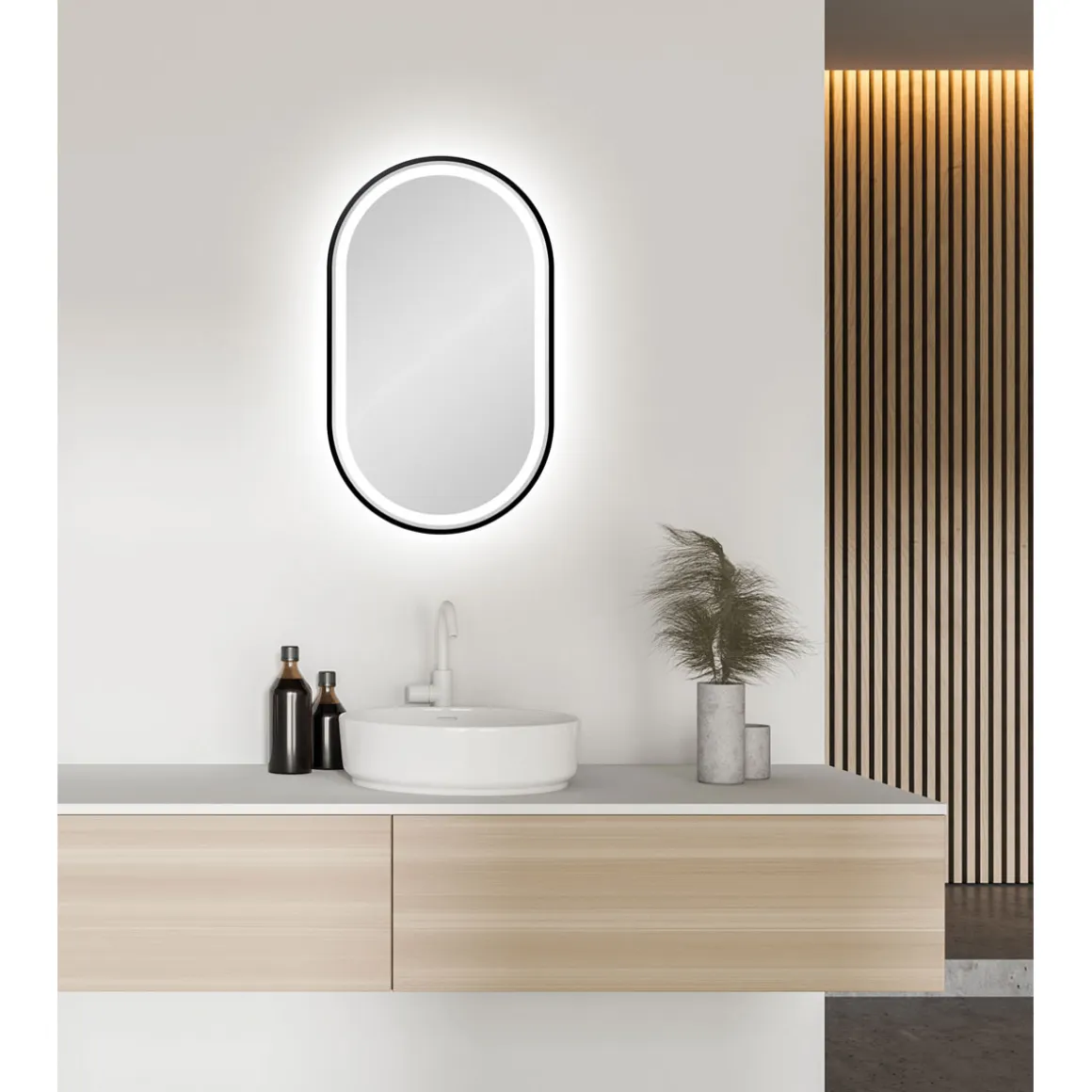 Valblue LED- Spiegel Lucien schwarz matt 45 x 75 cm