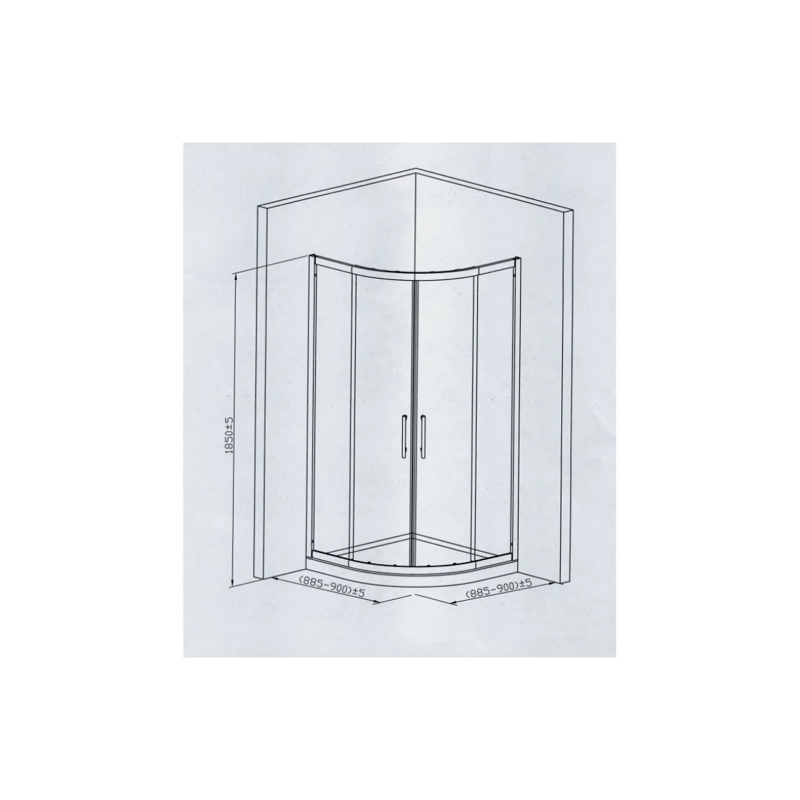 Valblue Runddusche Ronda für Duschwanne mit 550 mm Radius chromoptik