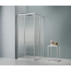 Variabler Eckeinstieg, Farbe: Weiss, m. Streifen, 75-90x75-90cm