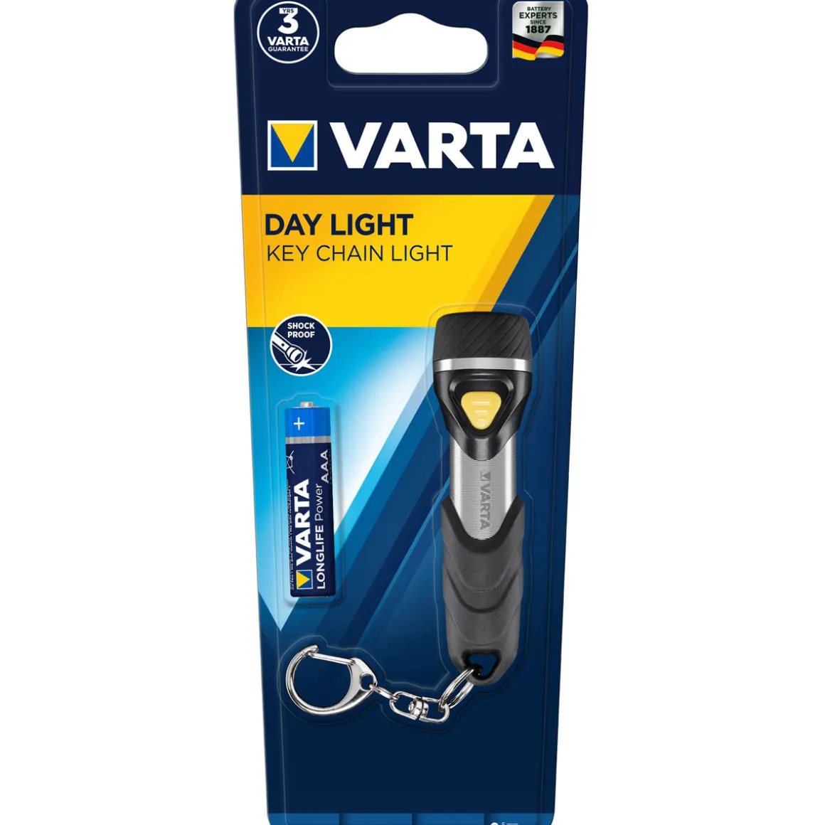 Varta LED-Taschenlampe Day Light Key Chain Light mit Batterien schwarz