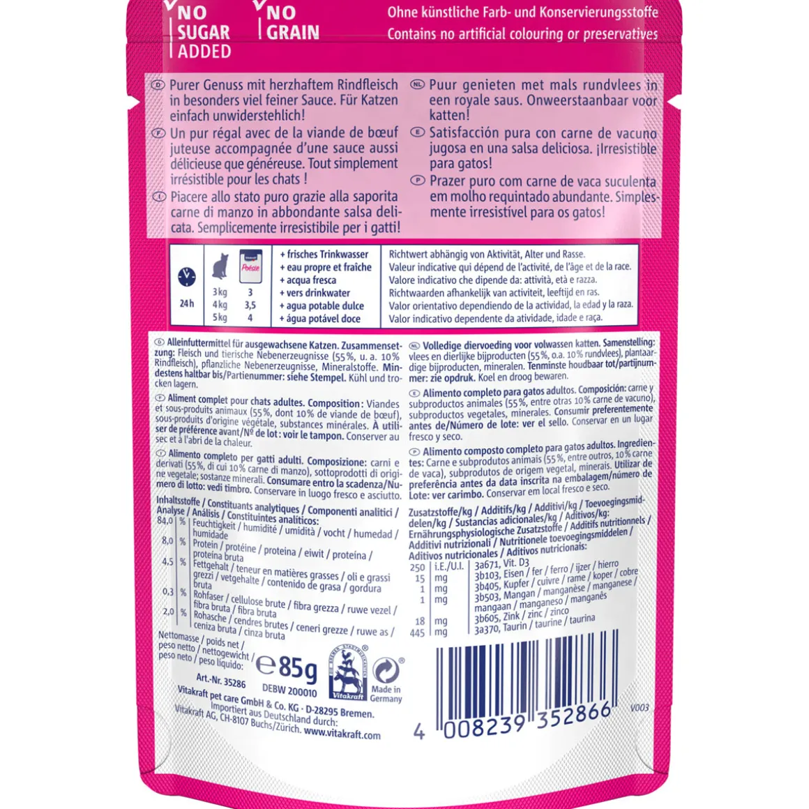 Vitakraft Poesie Delice Sauce Pouch Rind 85 g