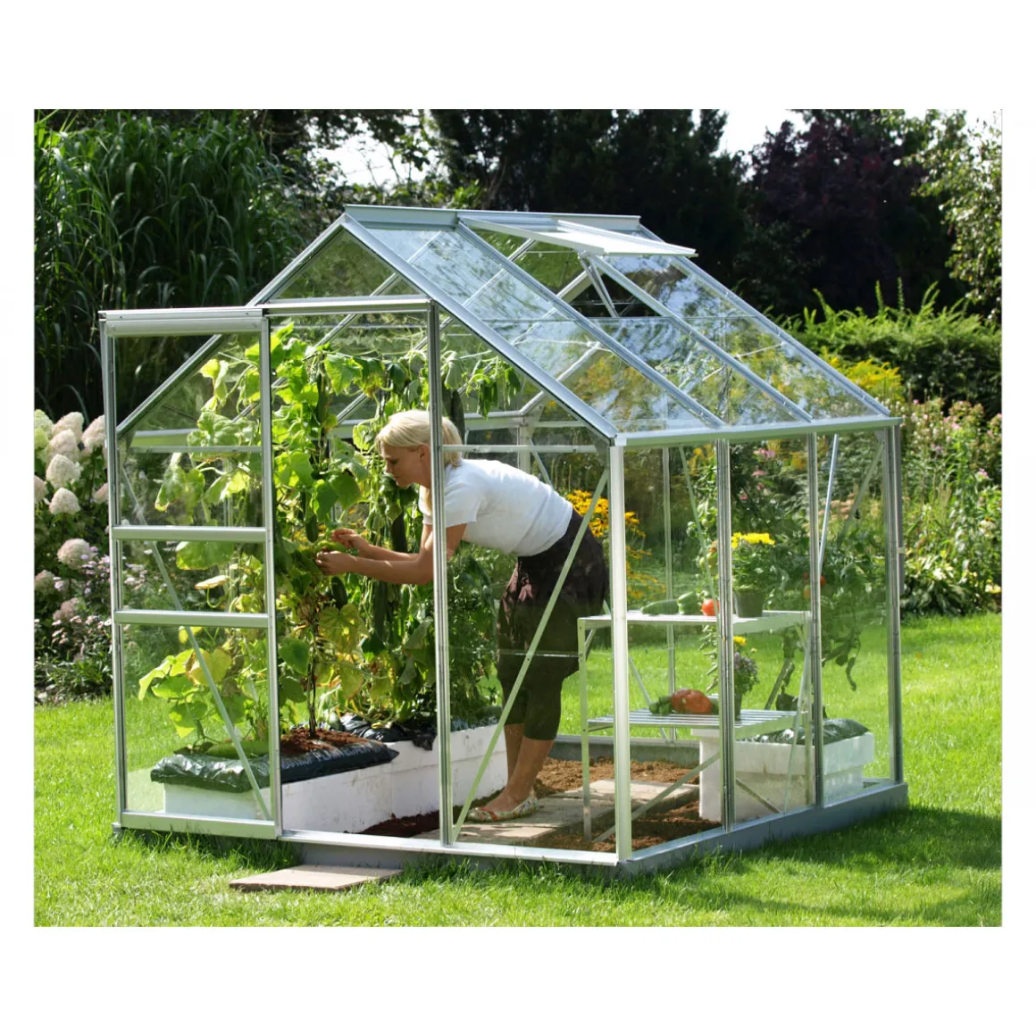 Vitavia Gewächshaus Venus 3800 ESG 3,8m² 3 mm Einscheibensicherheitsglas silber