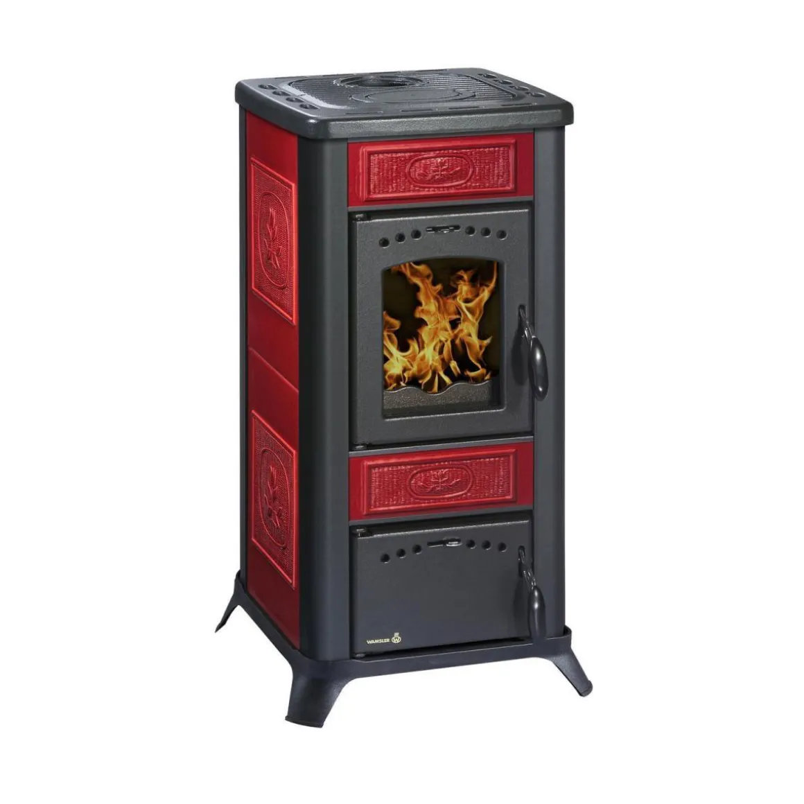 Wamsler Kaminofen Romantik Keramikbordeaux 7,5 KW, Abgasanschluss 130 mm
