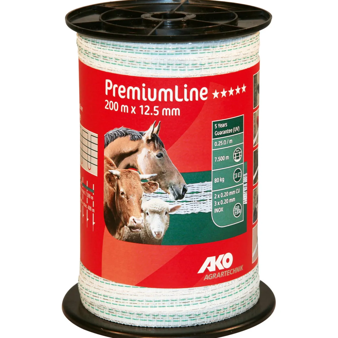 Weidezaunband PremiumLine 1,23 cm 200 m weiß-grün
