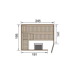 Weka Design-Sauna Cubilis Größe 2 Sparset 7,5kW Bio S Glastuer und Fenster