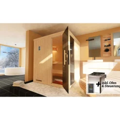 Weka Elementsauna Halmstad Größe 2 Sparset 7,5 kW BioS Massivholztuer