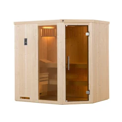 Weka Elementsauna Varberg Eck Größe 1 Sparset 7,5 kW Bio S Glastuer