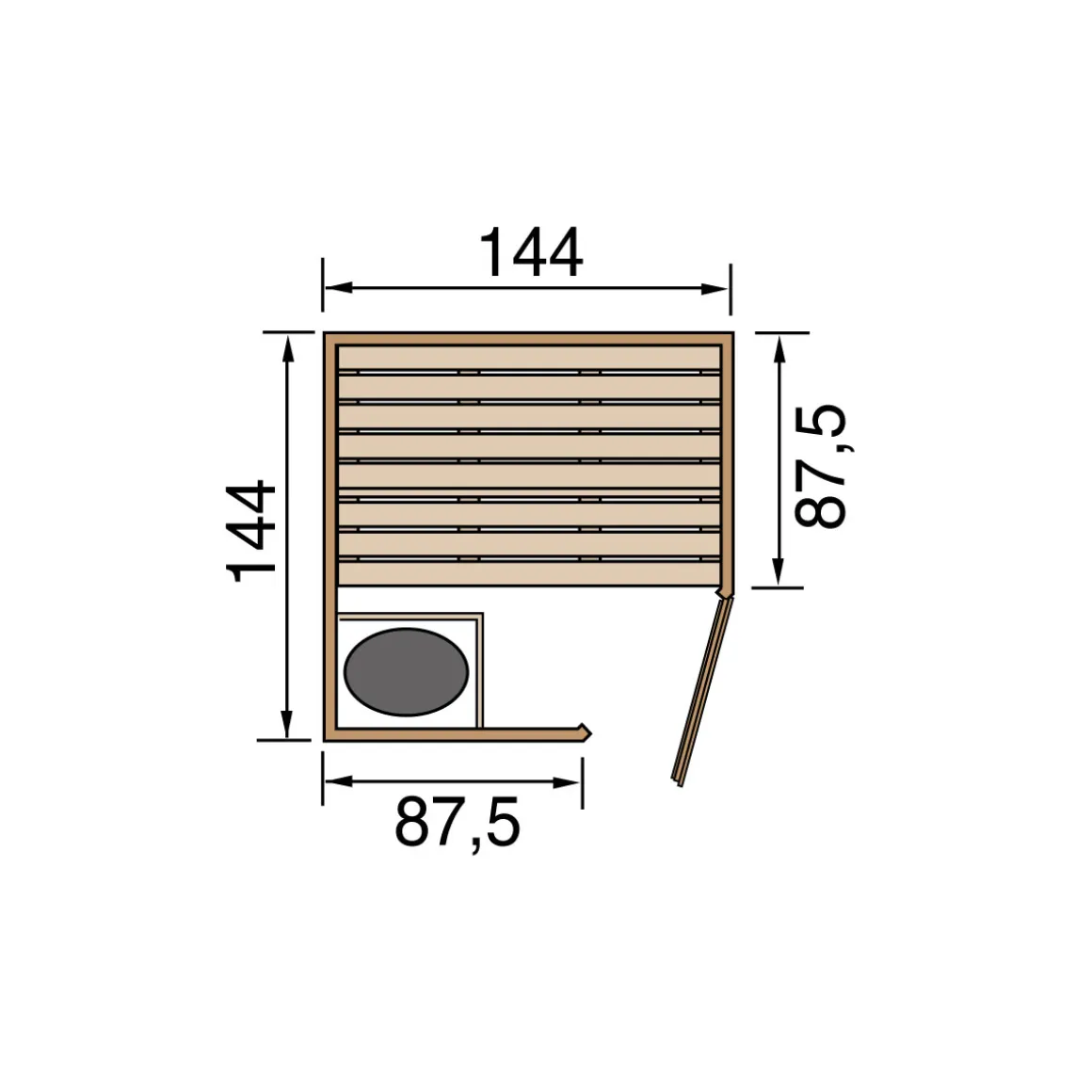 Weka Elementsauna Varberg Eck Größe 4 Sparset 7,5 kW Bio S Glastuer