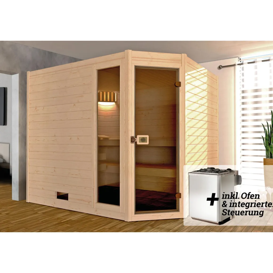 Weka Massivholz-Sauna Valida Größe 2 Sparset 7,5 kW Bio S