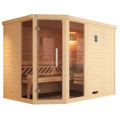 Weka Premium Massivholz-Elementsauna Kemi Eck Größe 3 Sparset 7,5 kW Bio S