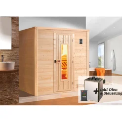 Weka Premium Massivholz-Sauna Bergen Größe 1.8 Sparset 7,5 kW OS
