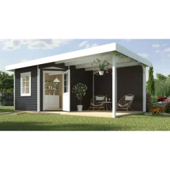 Weka Designhaus 213 B mit Anbau 300 cm 5-Eck schwarz