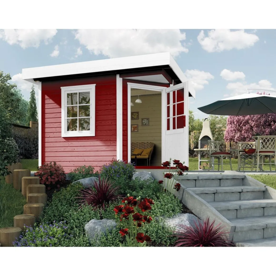 Weka Designhaus 213 5-Eck 278 x 278 x 237 cm rot