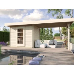 Weka Designhaus Line 172 B mit Anbau 300 cm 634 x 377 x 226 cm braun