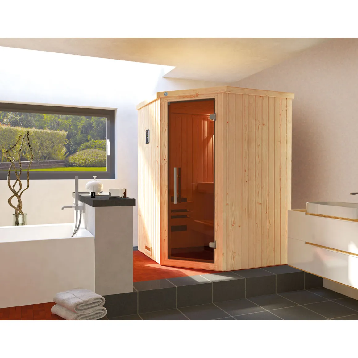 Weka Elementecksauna „Kiruna 1“ GT K, 3,6 kW Kompakt