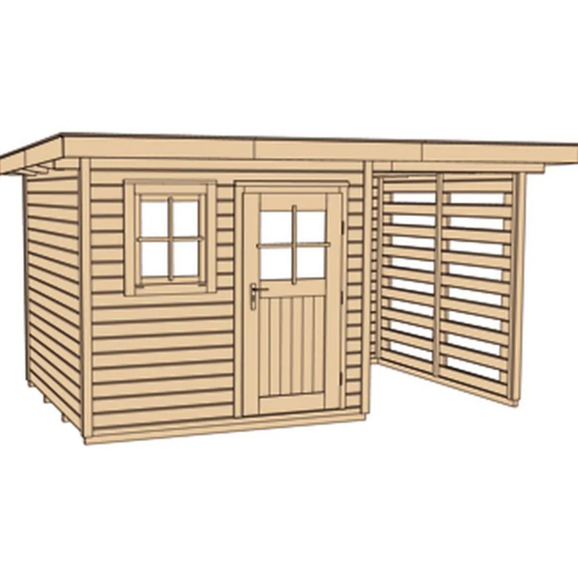 Weka Gartenhaus 170 A Größe 4 mit Holzlagerplatz 150 cm