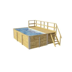 Weka Pool Rechteckig Größe 1 b 308,5 x 401,5 cm inkl Technikraum/Sonnendeck und FilteranlageFolie blau/weiss mosaik 0,8 mm