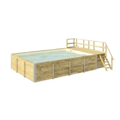 Weka Pool Rechteckig Größe 2 b 401,5 x 641,5 cm inkl Technikraum/Sonnendeck und FilteranlageFolie sand