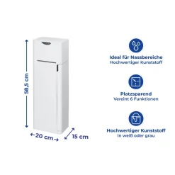 Wenko 6 in 1 Stand WC-Garnitur Imon Weiß matt integrierter Toilettenpapierhalter WC-Bürstenhalter Ersatzrollenhalter Stauraumfächer und Ablage