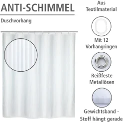 Wenko Anti-Schimmel Duschvorhang Palais Textil Polyester 180 x 200 cm waschbar