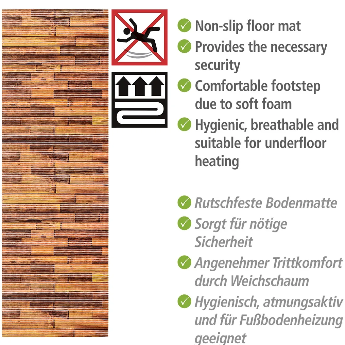 Wenko Badematte Lambris 65 x 200 cm Weichschaummatte