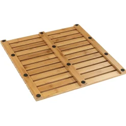 Wenko Baderost Indoor und Outdoor Bambus 50 x 50 cm Badematte Bodenrost für Dusche Bad Pool mit rutschhemmender Unterseite