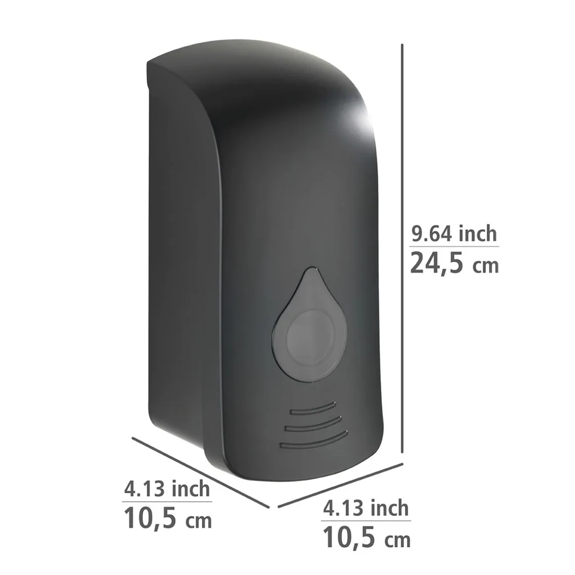Wenko Desinfektionsmittel-Spender Ranera L Schwarz Seifenspender und Desinfektionsspender Füllmenge 740 ml
