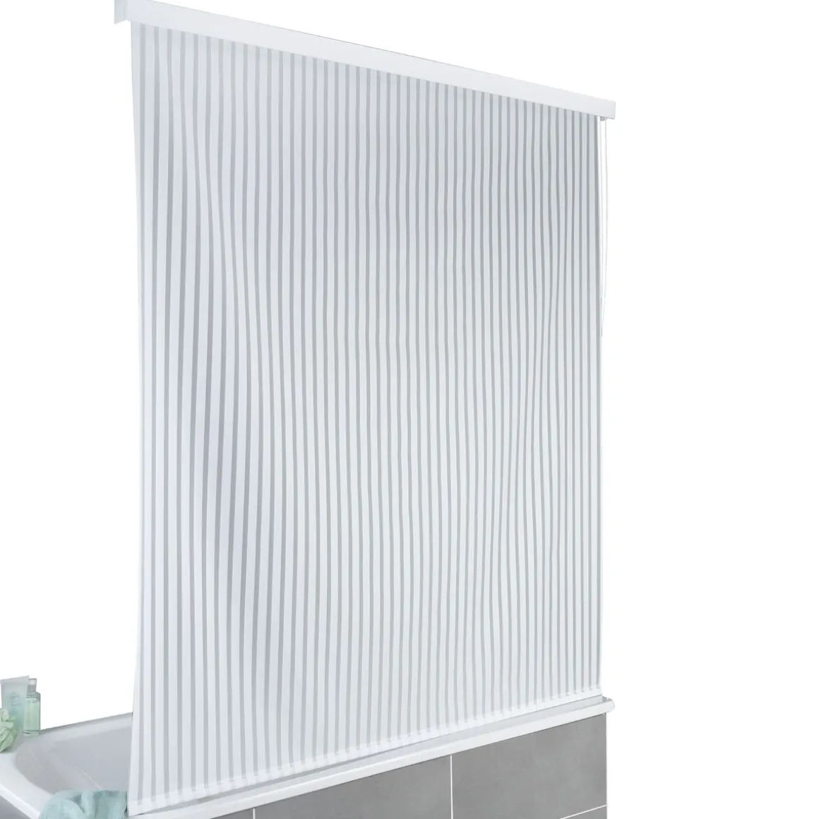 Wenko Duschrollo 128 x 240 cm schnelltrocknendes Rollo für Dusche und Badewanne