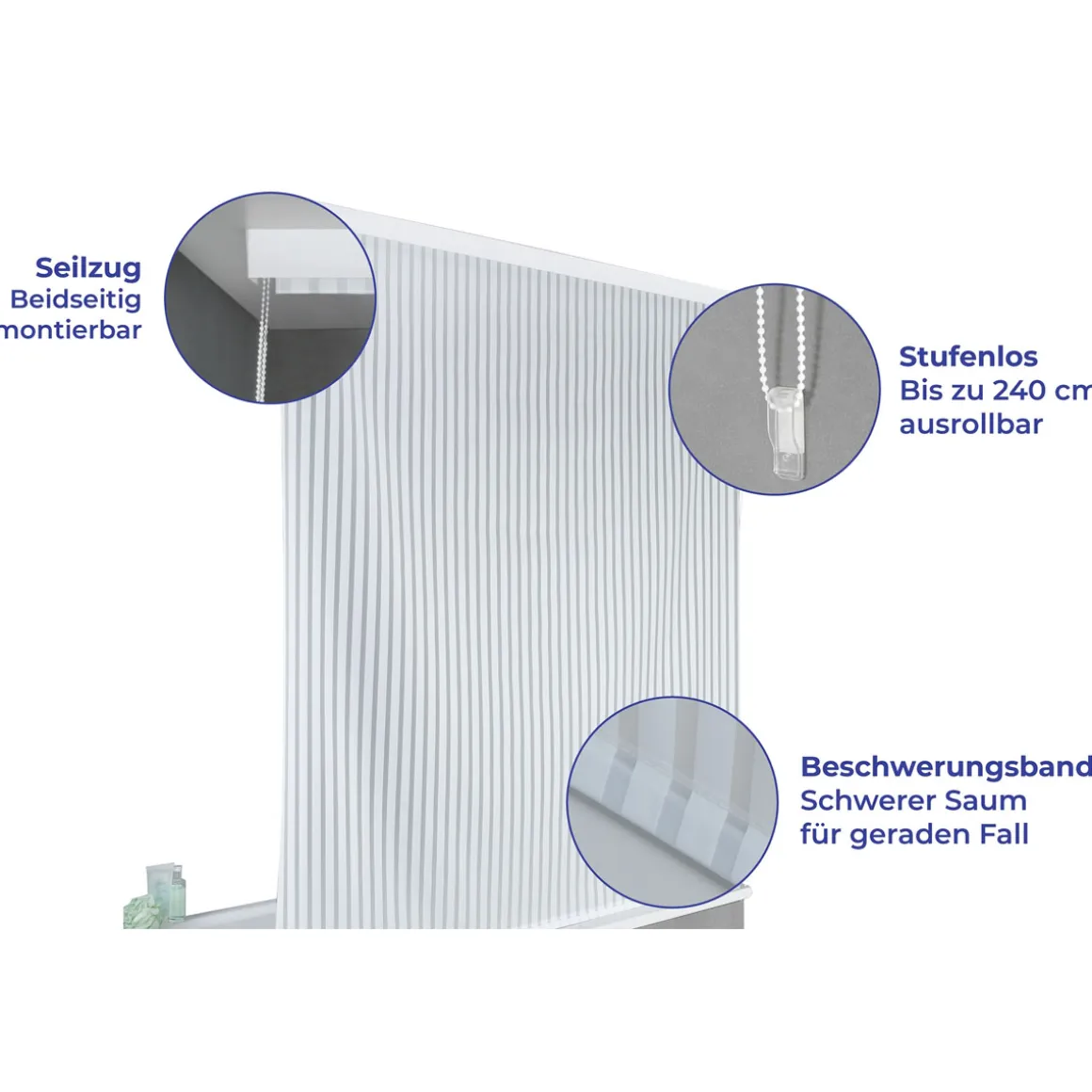 Wenko Duschrollo 128 x 240 cm schnelltrocknendes Rollo für Dusche und Badewanne