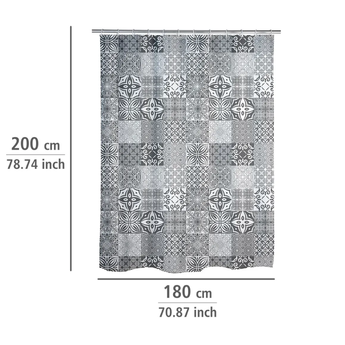Wenko Duschvorhang Portugal Textil Polyester 180 x 200 cm waschbar