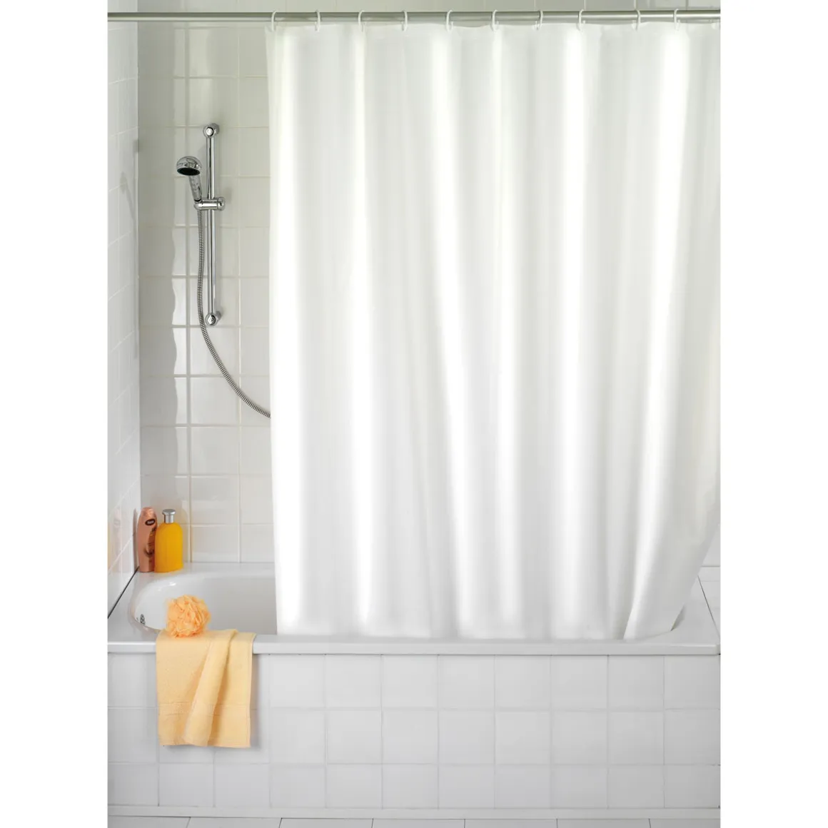 Wenko Duschvorhang Uni Weiß Textil Polyester 240 x 180 cm waschbar
