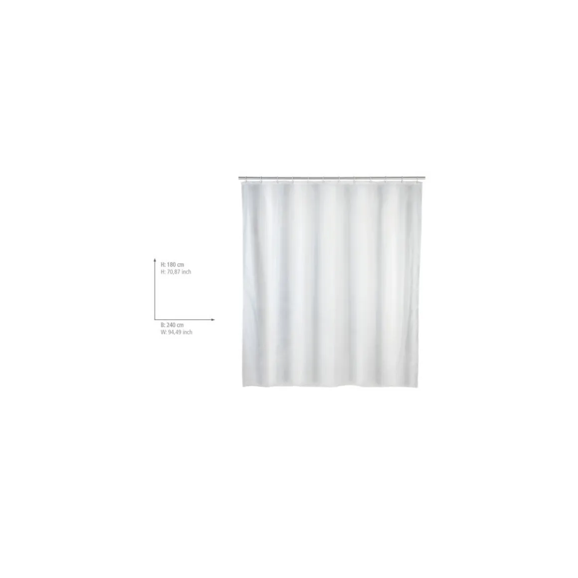 Wenko Duschvorhang Uni Weiß Textil Polyester 240 x 180 cm waschbar