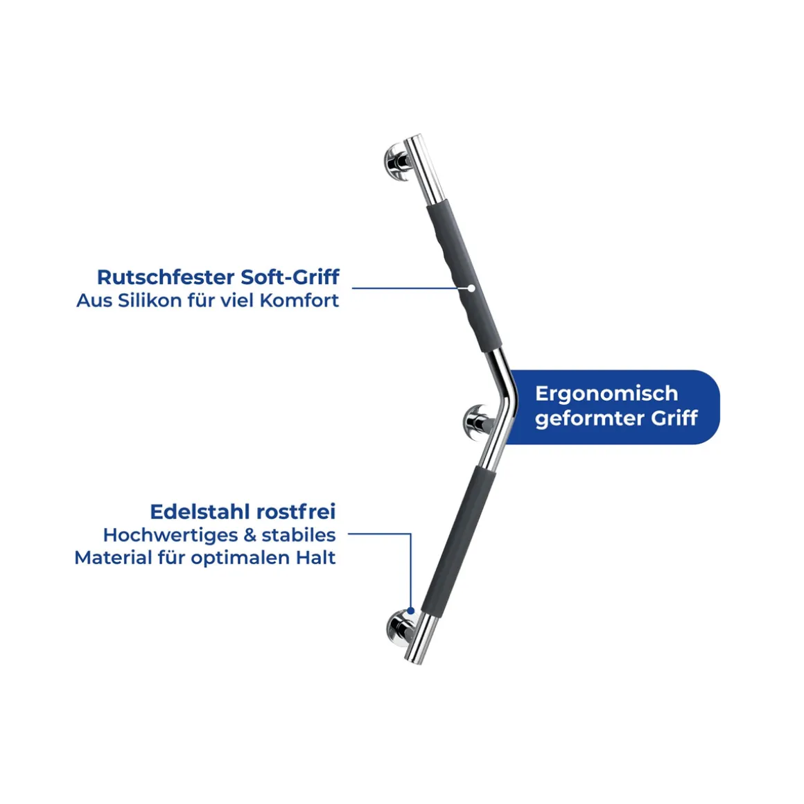 Wenko Edelstahl Wandhaltegriff Secura 37 x 37 cm