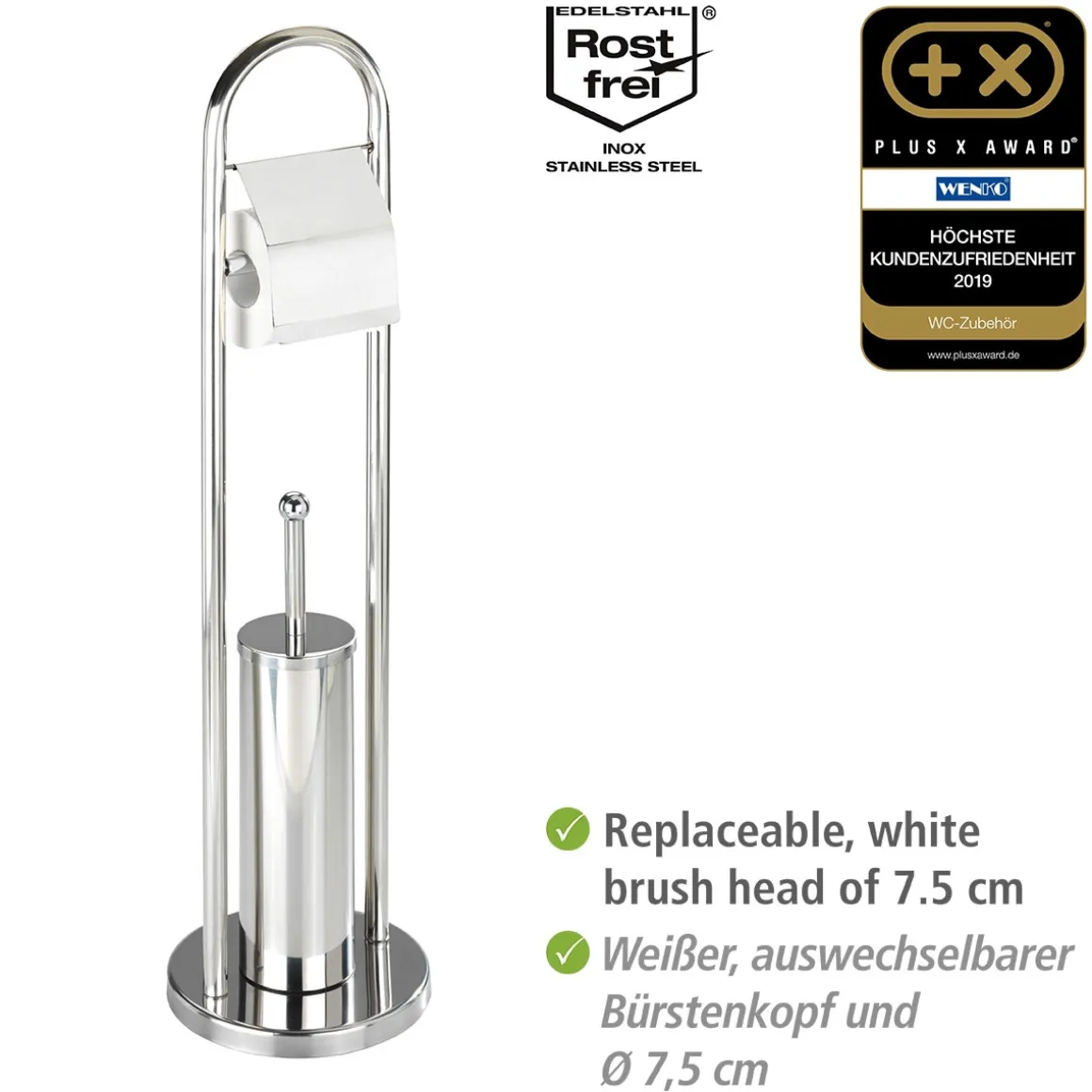 Wenko Exclusiv Stand WC-Garnitur Vasto Edelstahl rostfrei