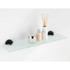 Wenko Glas Wandablage Bosio Black Edelstahl matt rostfrei