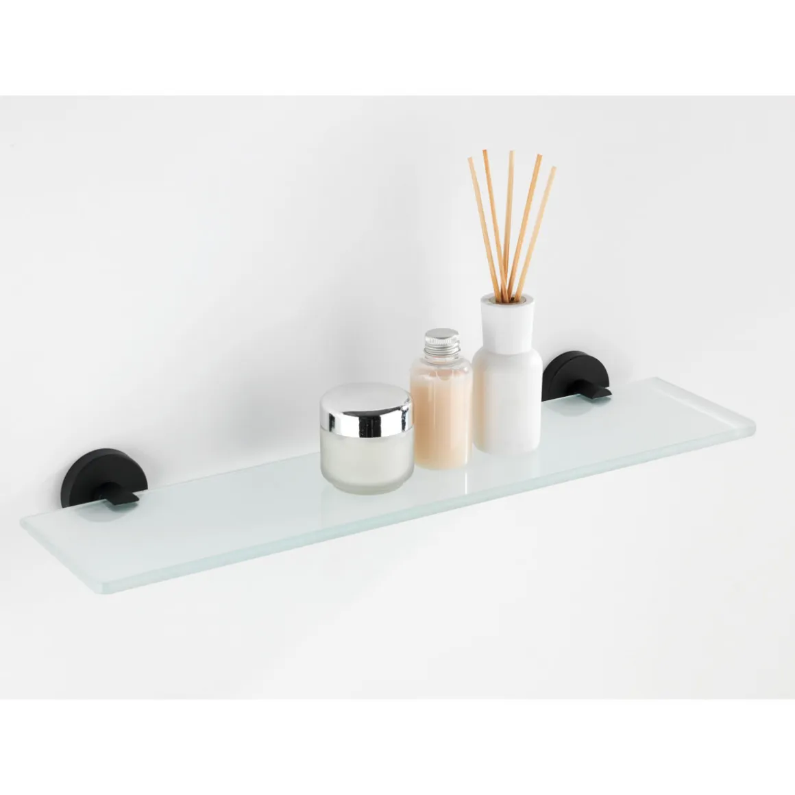 Wenko Glas Wandablage Bosio Black Edelstahl matt rostfrei