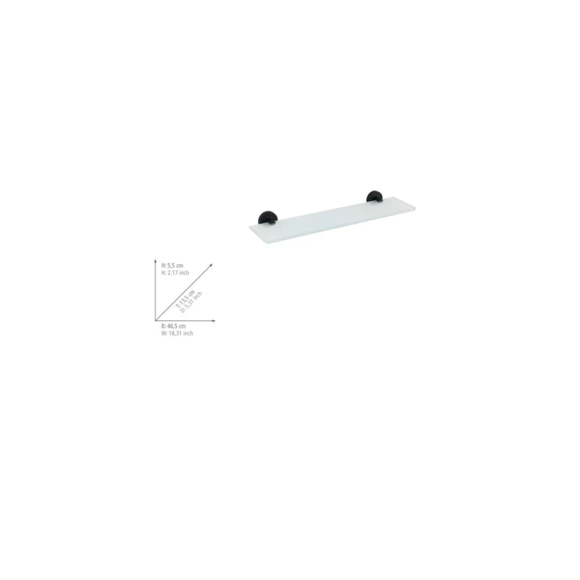 Wenko Glas Wandablage Bosio Black Edelstahl matt rostfrei