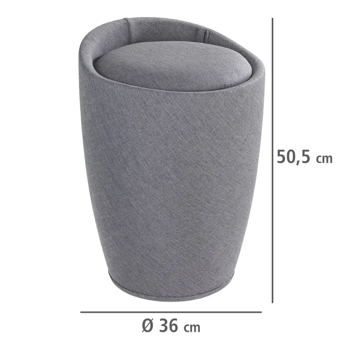 Wenko Hocker Candy Grey Leinenoptik mit Wäschesack Badhocker mit abnehmbarem Wäschesammler