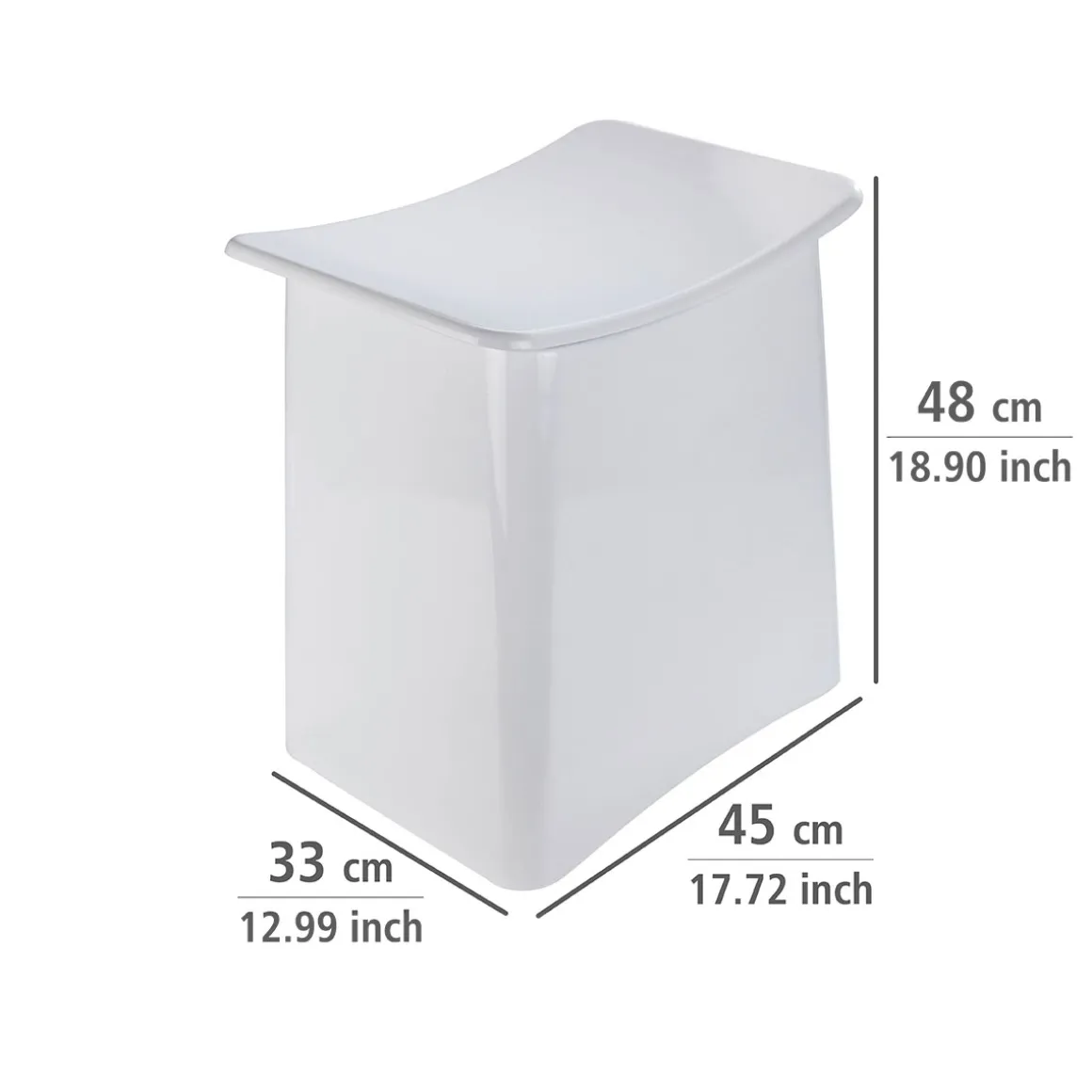 Wenko 2in1 Hocker Wing Weiß Badhocker mit herausnehmbarem Wäschesack