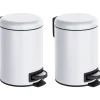 Wenko Kosmetik Treteimer Leman Weiß 3 L 2er Set Kosmetikeimer Mülleimer