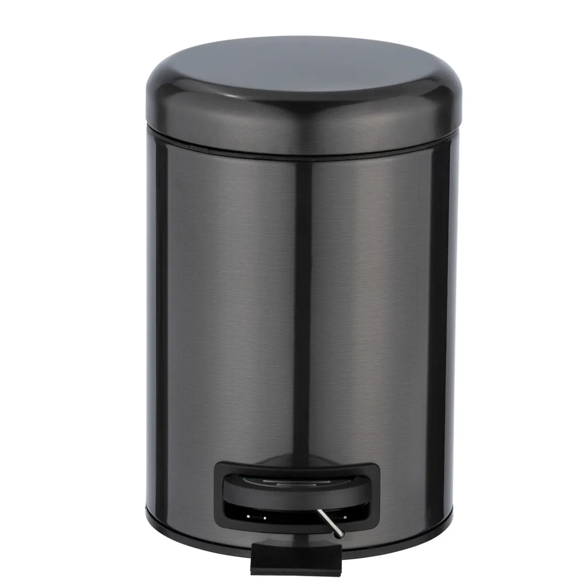 Wenko Kosmetik Treteimer Leman Metallic-Schwarz 3 L Edelstahl