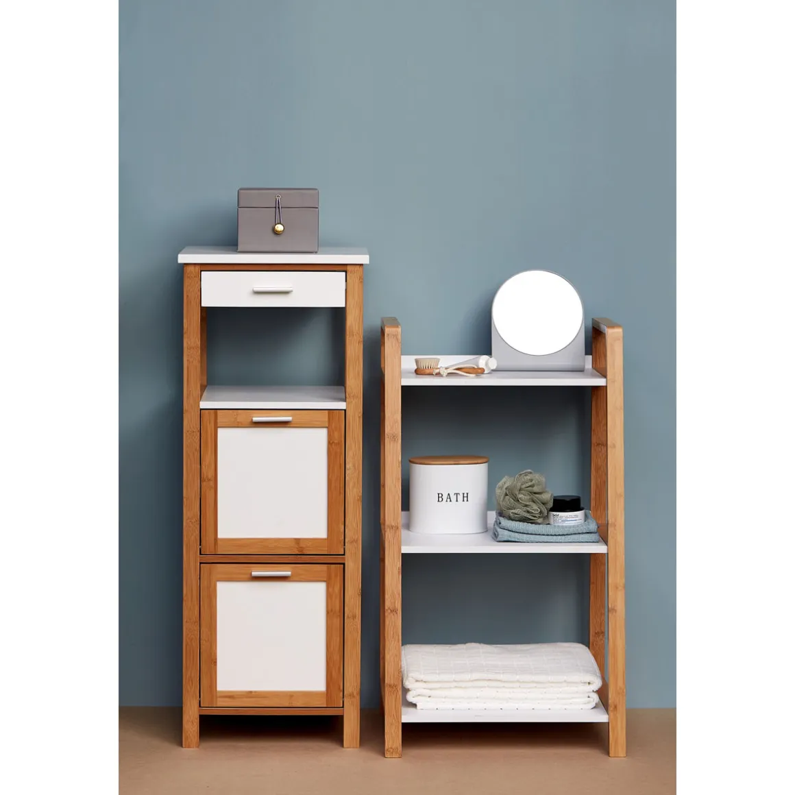 Wenko Regal Finja aus Bambus mit 3 Etagen 43 x 76 x 36 cm