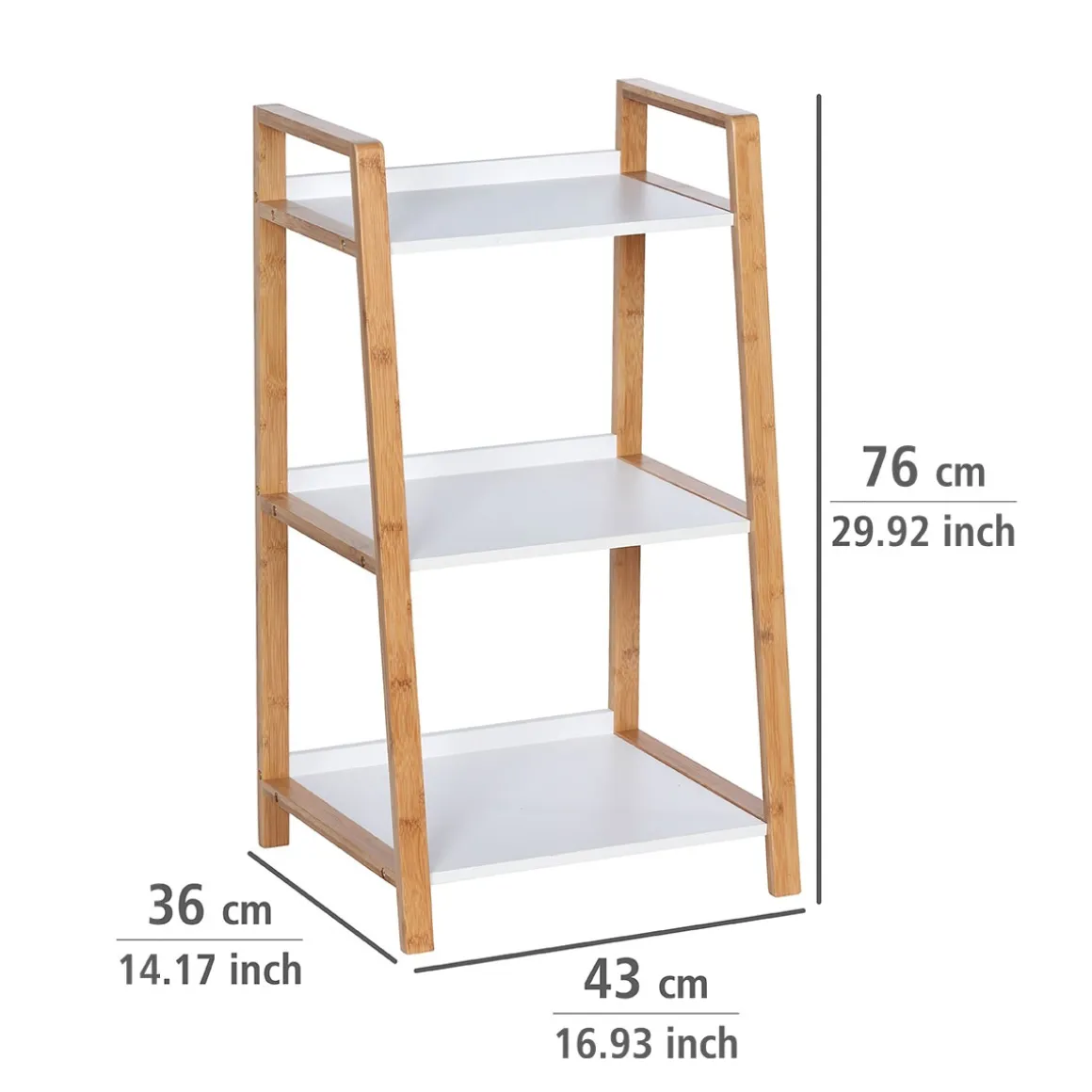 Wenko Regal Finja aus Bambus mit 3 Etagen 43 x 76 x 36 cm