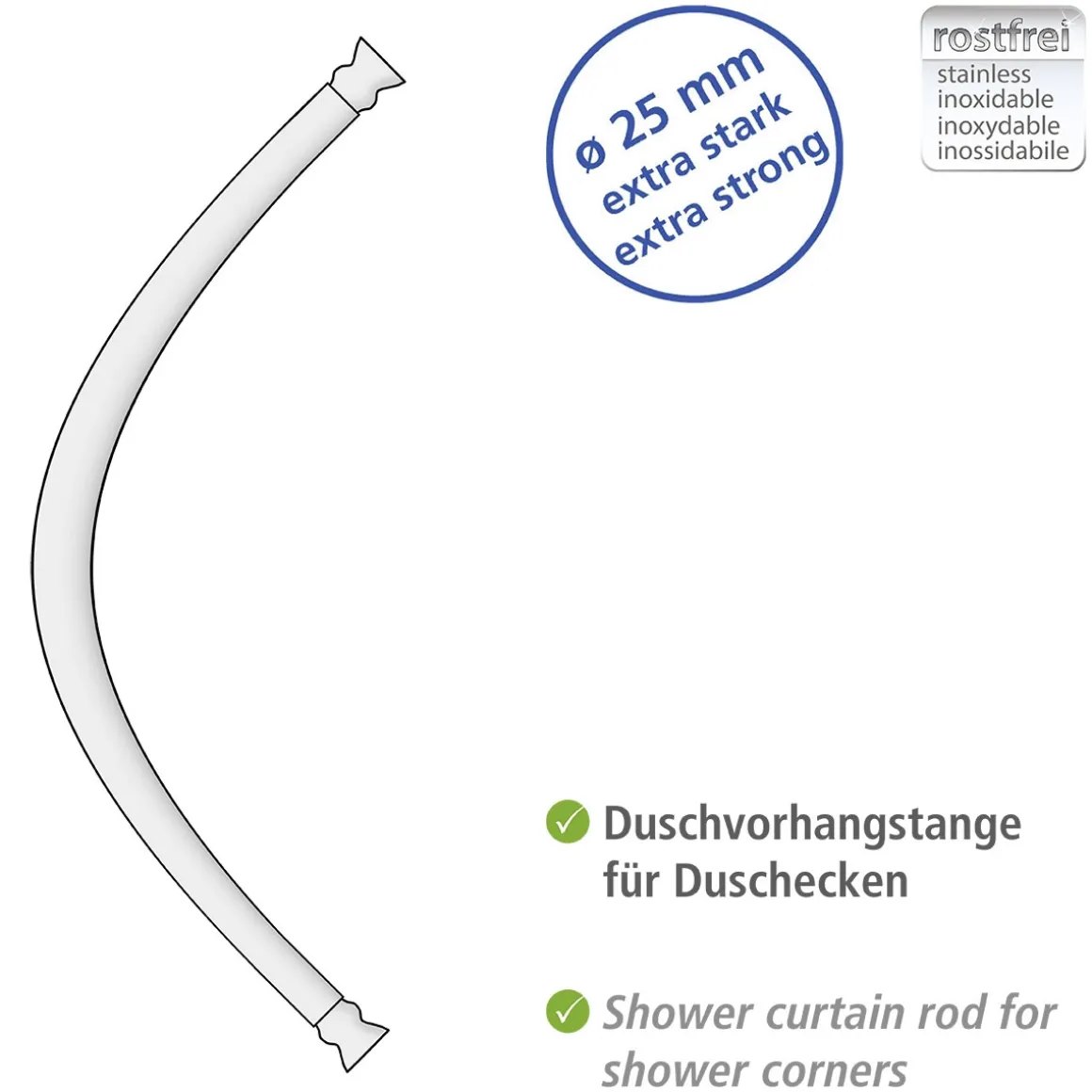 Wenko Rundduschstange Chrom 80 x 80 / 90 x 90 cm