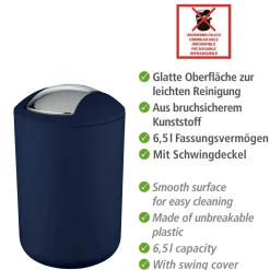 Wenko Schwingdeckeleimer Brasil Dunkelblau L 6,5 L