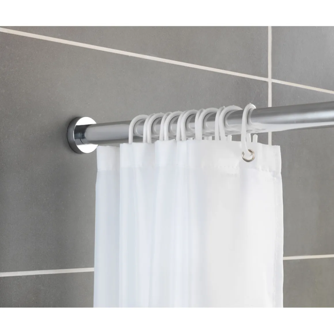 Wenko Teleskop-Duschstange Luz 110 - 185 cm Chrom Ausziehbare Duschvorhangstange aus rostfreiem Edelstahl